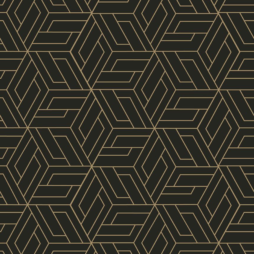 Fekete-arany geometrikus vlies tapéta, A67302, Vavex 2026
