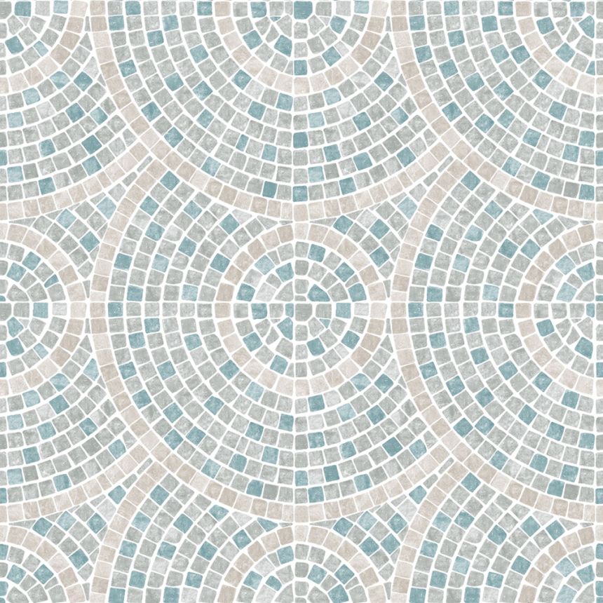 Vlies tapéta, szürke-türkiz, mozaik, M76301, Artifice, Ugépa