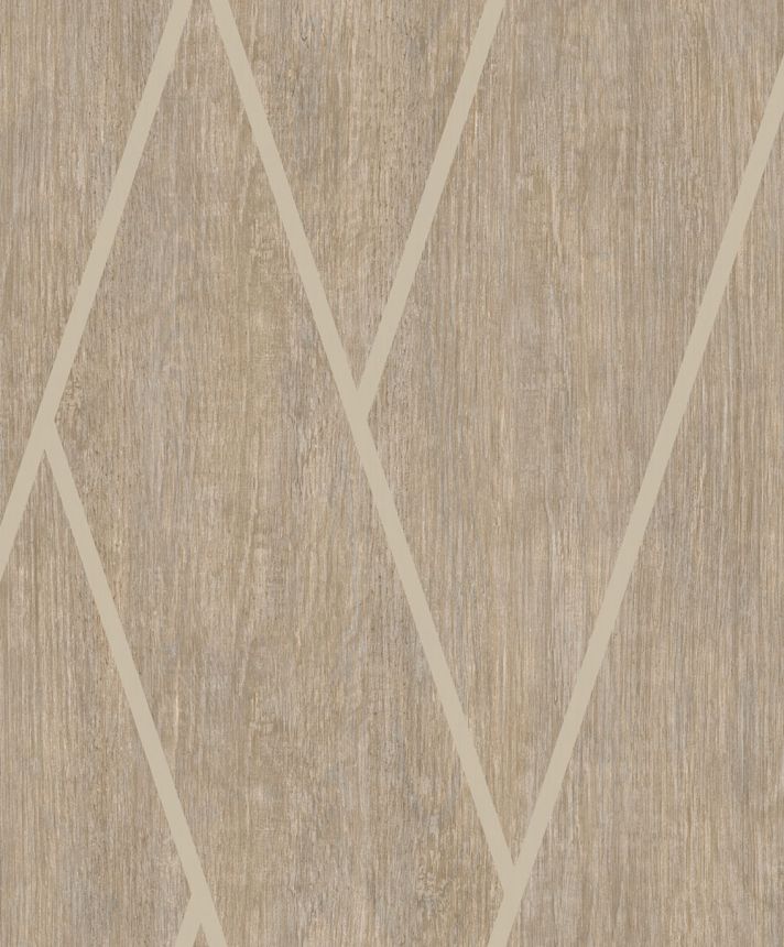 Geometrikus vlies tapéta, barna, fa, M75708, Brut, Ugépa
