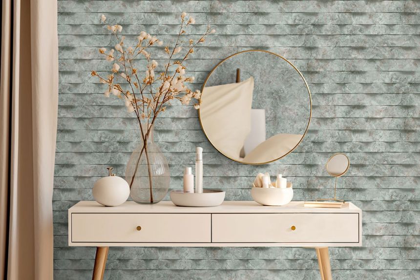 Vlies tapéta, zöld, 3D márvány csempézés, M79904, Brut, Ugépa