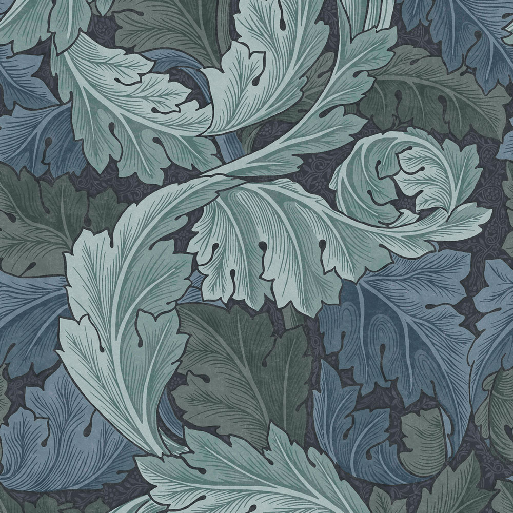 Vlies tapéta, kék, levelek, 124225, William Morris At Home