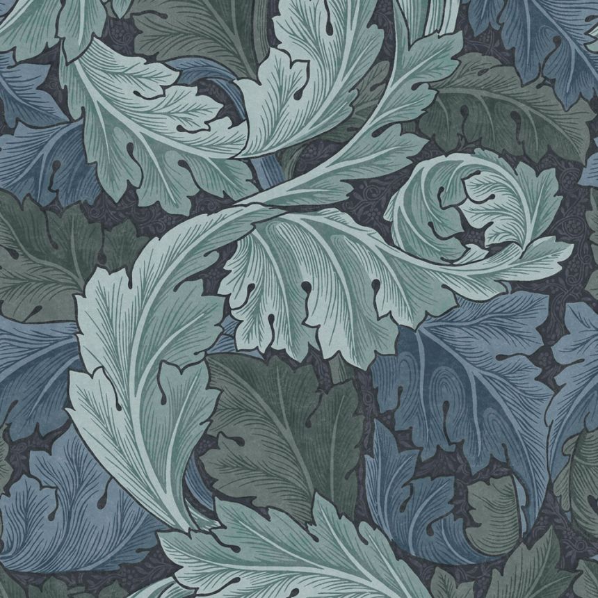 Vlies tapéta, kék, levelek, 124225, William Morris At Home