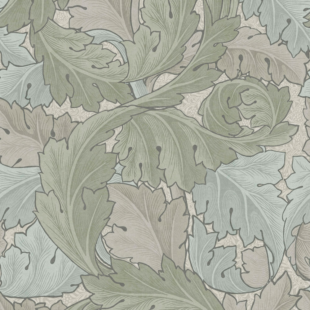 Vlies tapéta, kék-zöld, levelek, 124228, William Morris At Home