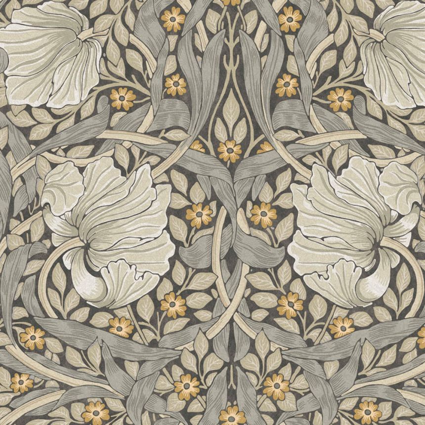 Vlies tapéta, szürke, virágok, 124240, William Morris At Home