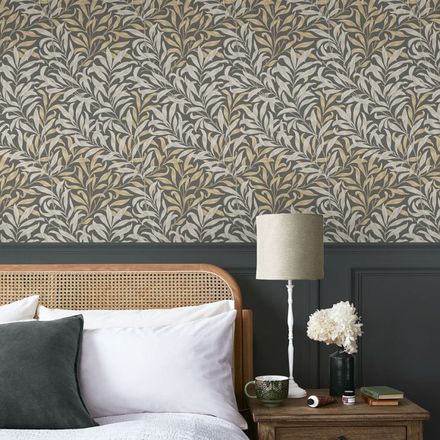 Vlies tapéta, szürke-bézs, gallyak, 124244, William Morris At Home