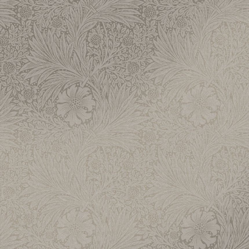 Vlies tapéta, szürke-bézs, virágok, levelek, 124257, William Morris At Home