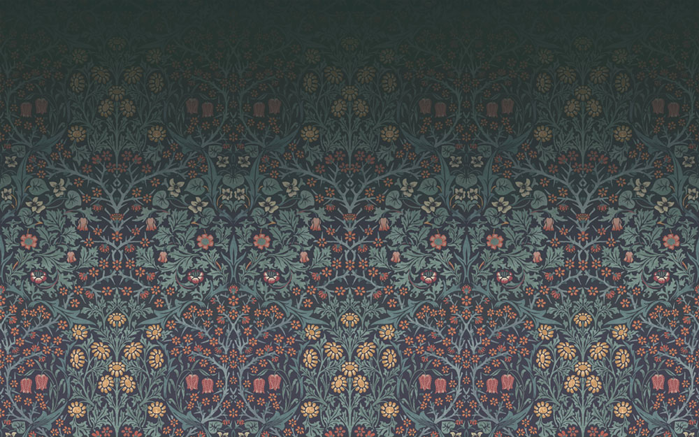 Vlies poszter tapéta, kék, virágok, madarak, 125328, William Morris At Home