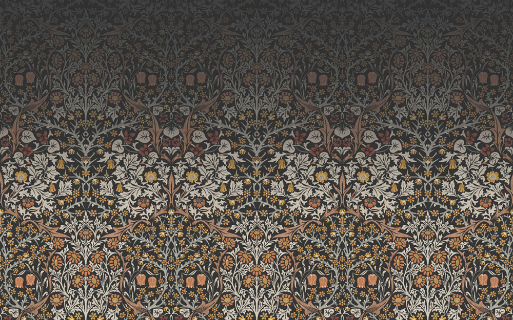 Vlies poszter tapéta, szürke-fekete, virágok, levelek, 125337, William Morris At Home