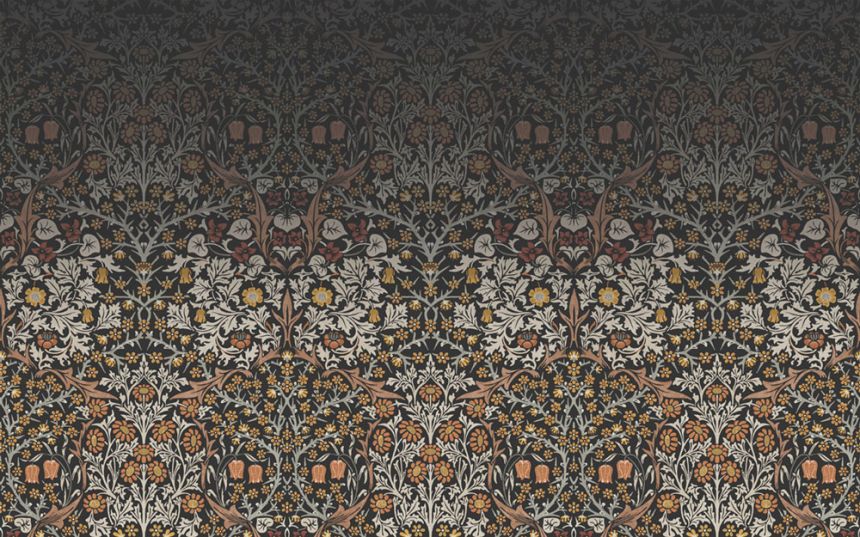 Vlies poszter tapéta, szürke-fekete, virágok, levelek, 125337, William Morris At Home
