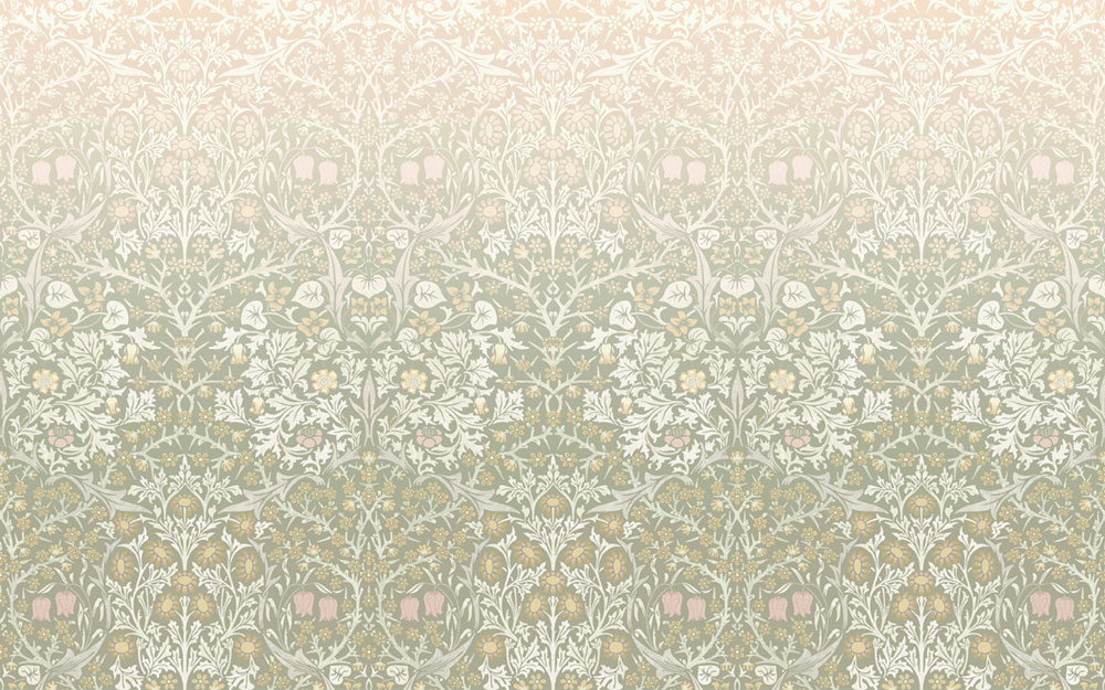 Vlies poszter tapéta, zöld-rózsaszín, virágok, madarak, 125355, William Morris At Home