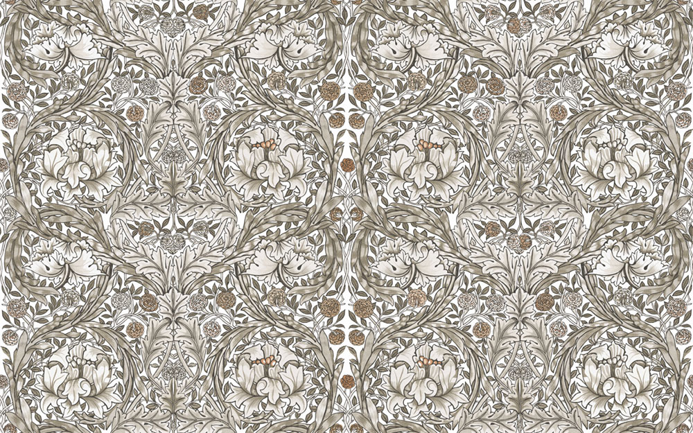 Vlies poszter tapéta, szürke-bézs, virágok, 125409, William Morris At Home
