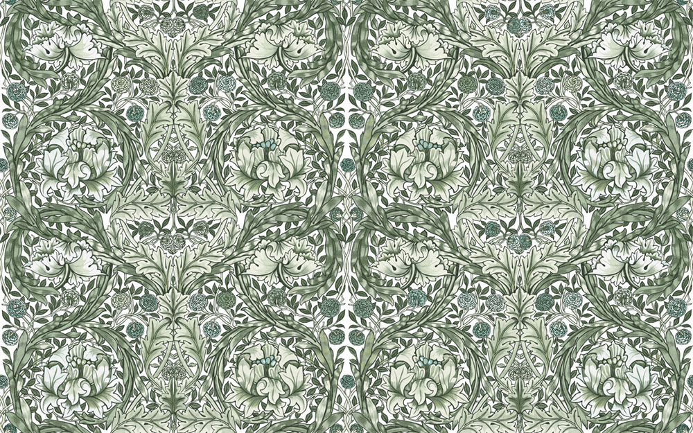 Vlies poszter tapéta, zöld, virágok, 125418, William Morris At Home