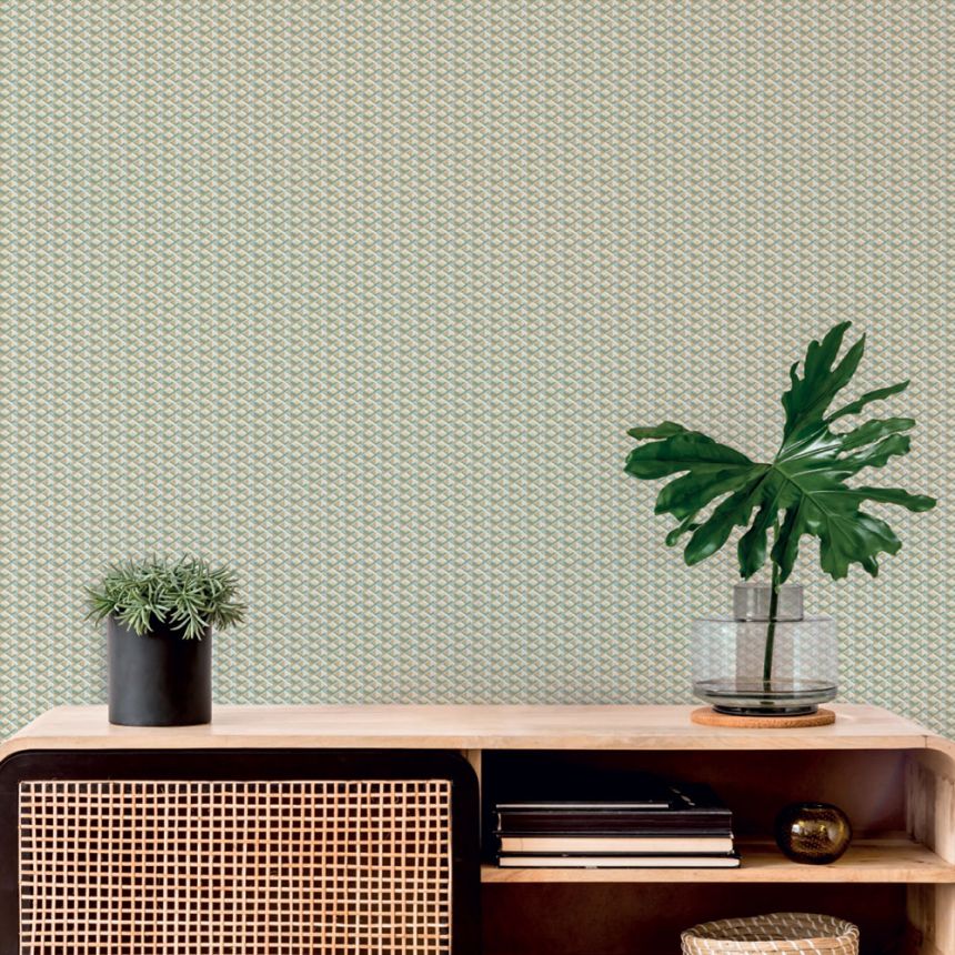 Luxus geometrikus vlies tapéta, rózsaszín-zöld, Z15503, Mini Trend, Zambaiti Parati