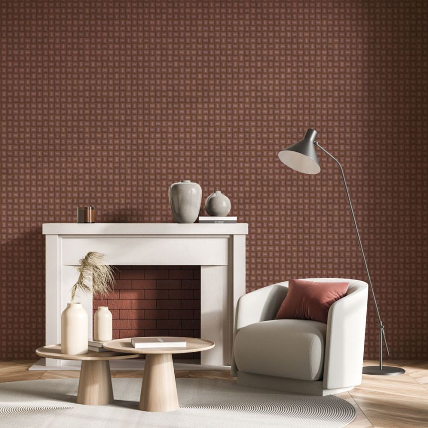 Luxus geometrikus vlies tapéta, bordó, Z15518, Mini Trend, Zambaiti Parati