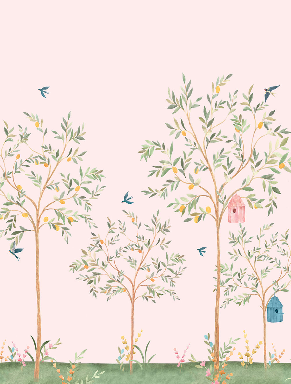Gyermek vlies poszter tapéta, rózsaszín, fa, CW6121-1, Cute Walls, Decoprint