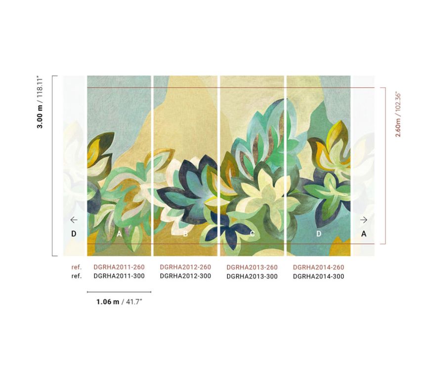 Vlies poszter tapéta, zöld, virágok, DGRHA2012-260, Rhapsody, Masureel