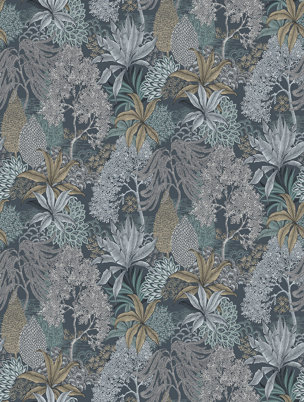 Vlies poszter tapéta, kék, levelek, FW4003-4, Feature Walls, Decoprint