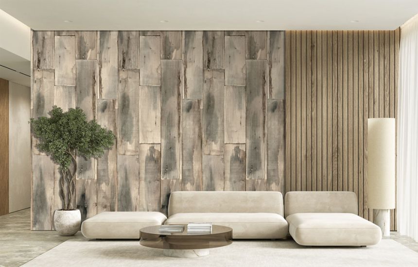 Vlies poszter tapéta, szürke-bézs, fa, FW4051-6, Feature Walls, Decoprint