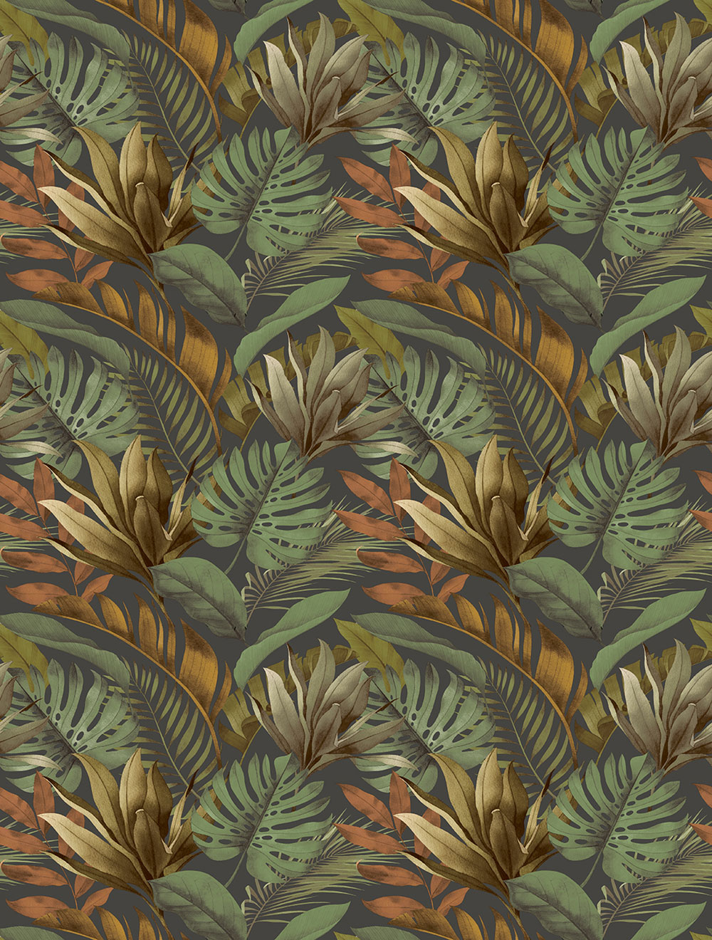 Vlies poszter tapéta, zöld-barna, levelek, FW4059-2, Feature Walls, Decoprint