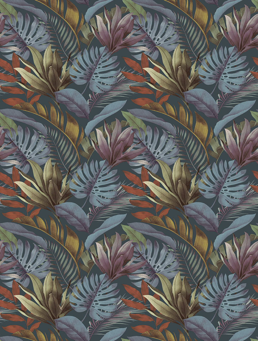 Vlies poszter tapéta, kék-barna, levelek, FW4059-5, Feature Walls, Decoprint
