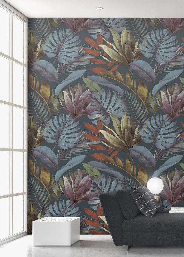 Vlies poszter tapéta, kék-barna, levelek, FW4059-5, Feature Walls, Decoprint