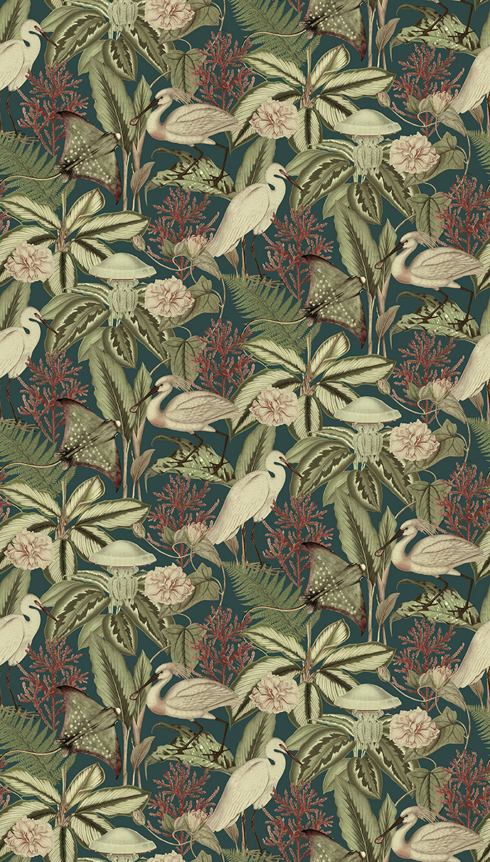 Vlies poszter tapéta, zöld, madarak, levelek, FW4061-3, Feature Walls, Decoprint
