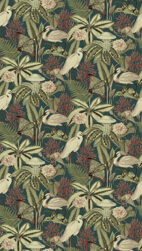 Vlies poszter tapéta, zöld, madarak, levelek, FW4061-3, Feature Walls, Decoprint