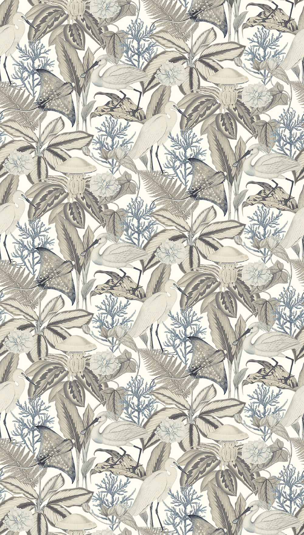 Vlies poszter tapéta, szürke-bézs, madarak, levelek, FW4061-4, Feature Walls, Decoprint