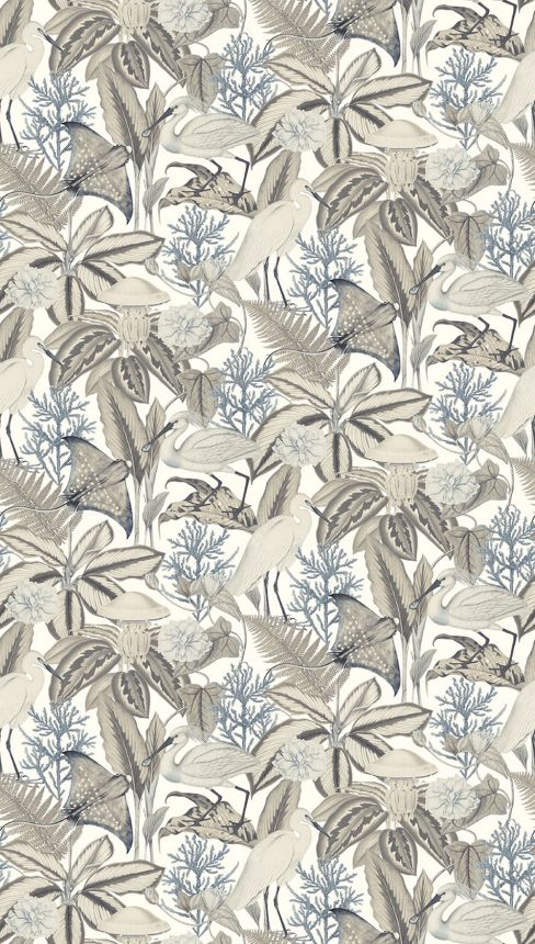 Vlies poszter tapéta, szürke-bézs, madarak, levelek, FW4061-4, Feature Walls, Decoprint