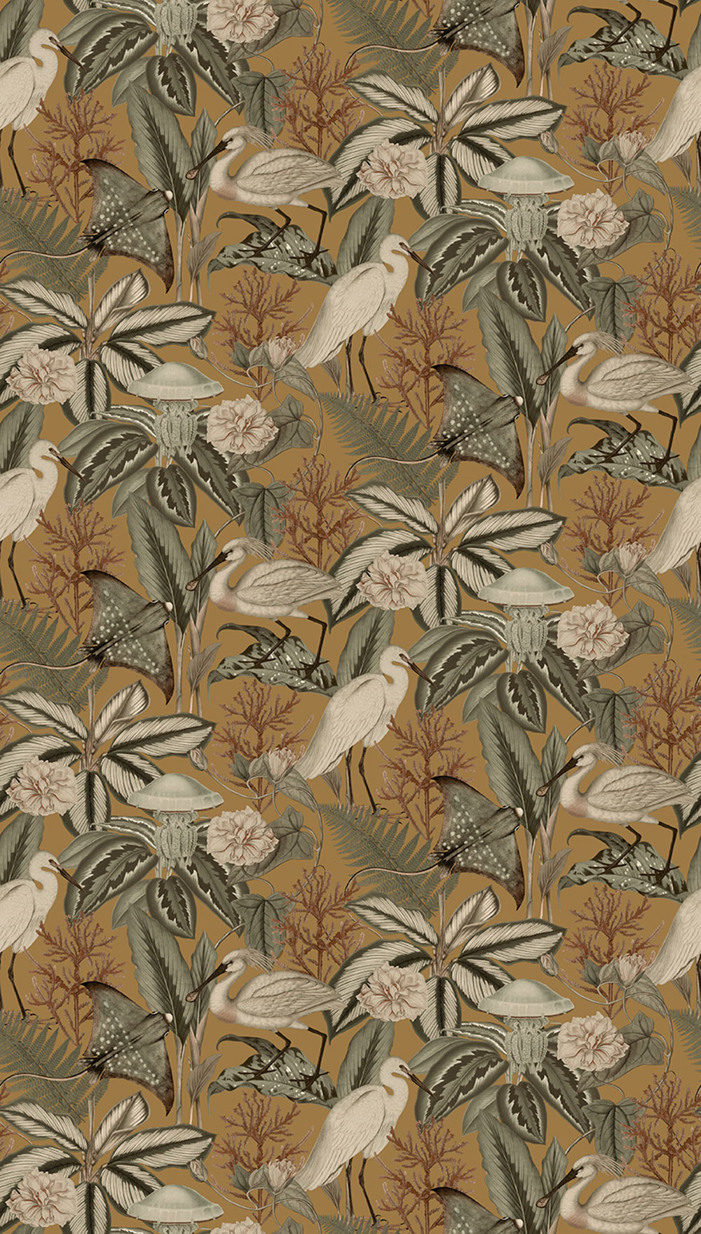 Vlies poszter tapéta, barna, madarak, levelek, FW4061-6, Feature Walls, Decoprint