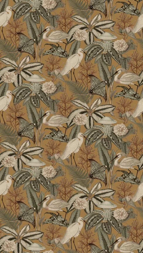 Vlies poszter tapéta, barna, madarak, levelek, FW4061-6, Feature Walls, Decoprint