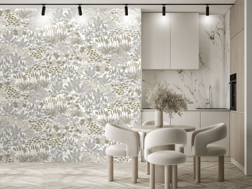 Vlies poszter tapéta, szürke-bézs, virágok, FW4062-1, Feature Walls, Decoprint