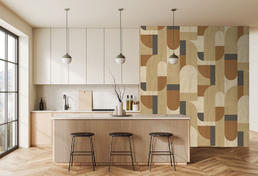 Geometrikus vlies poszter tapéta, barna, FW4064-1, Feature Walls, Decoprint