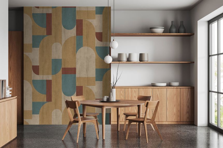 Geometrikus vlies poszter tapéta, barna-zöld, FW4064-2, Feature Walls, Decoprint