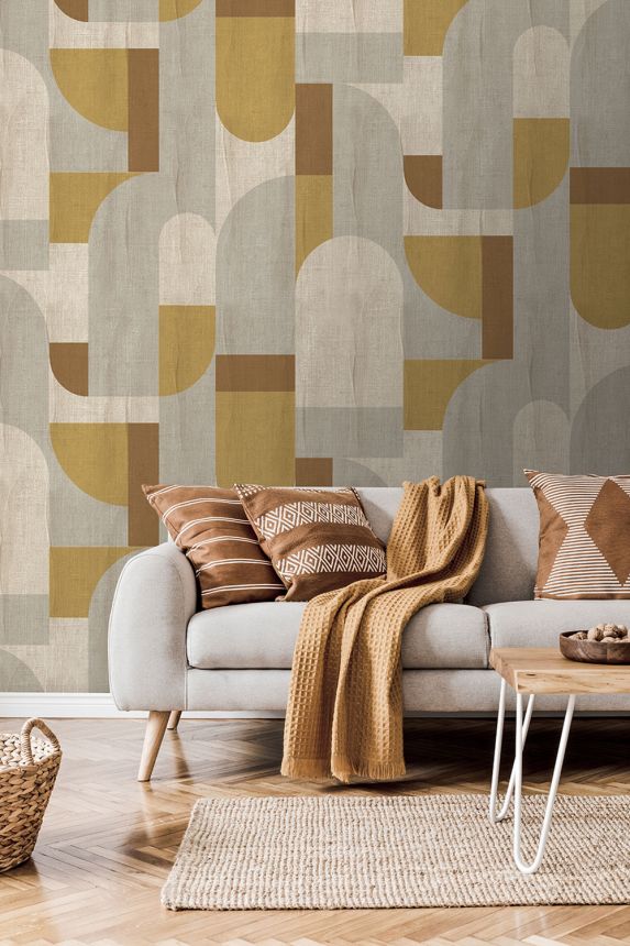 Geometrikus vlies poszter tapéta, bézs, FW4064-3, Feature Walls, Decoprint