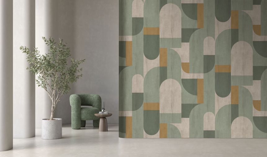 Geometrikus vlies poszter tapéta, zöld, FW4064-4, Feature Walls, Decoprint