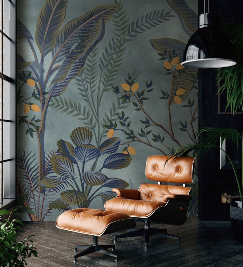 Vliesová fototapeta, kék, levelek, FW4066-1, Feature Walls, Decoprint