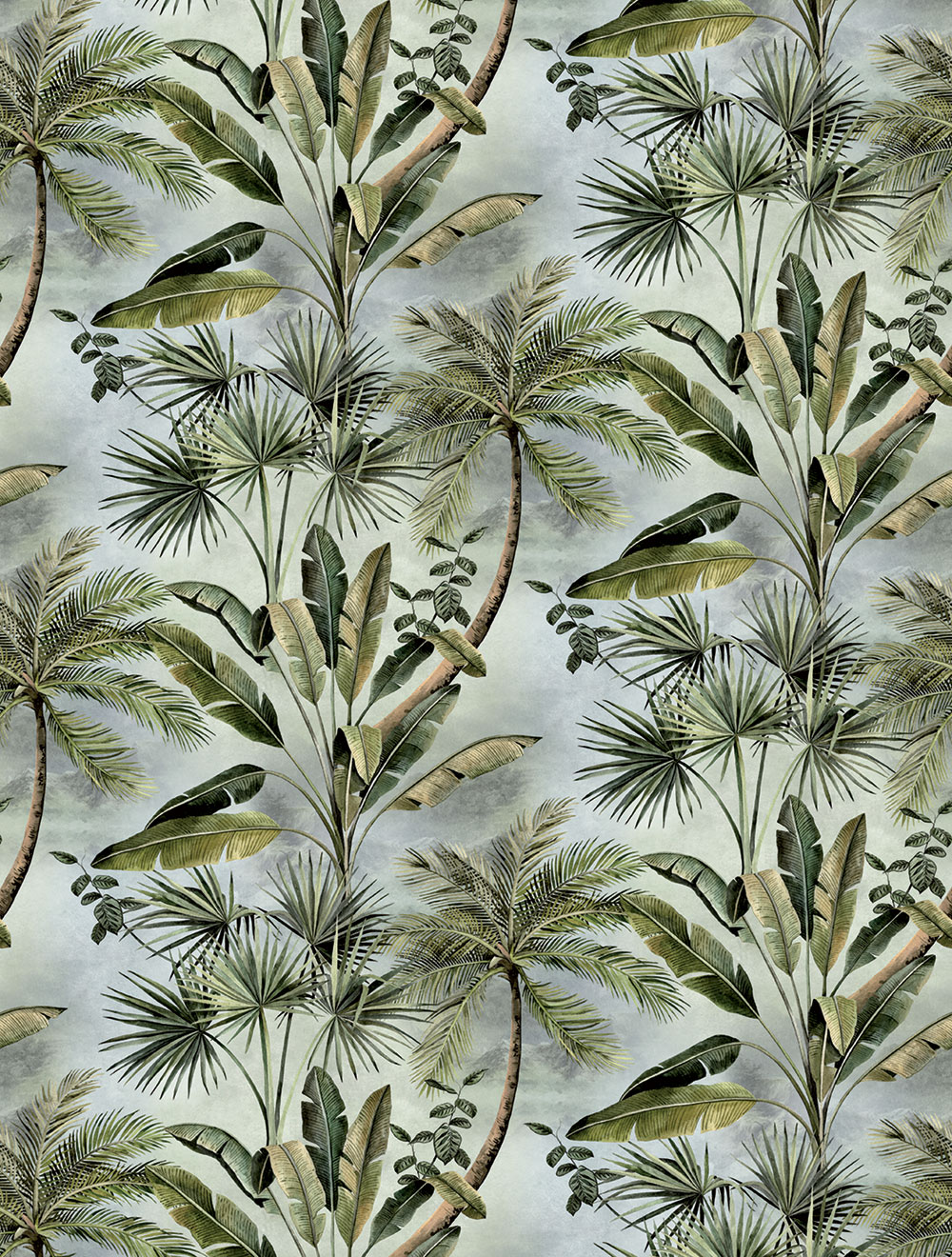 Vlies poszter tapéta, szürke-zöld, pálmafák, FW4030-1, Feature Walls, Decoprint