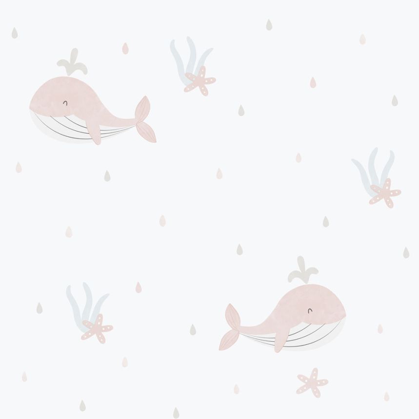 Gyerek vlies tapéta, rózsaszín, bálnák, 281-1, Enzo,  ICH Wallcoverings