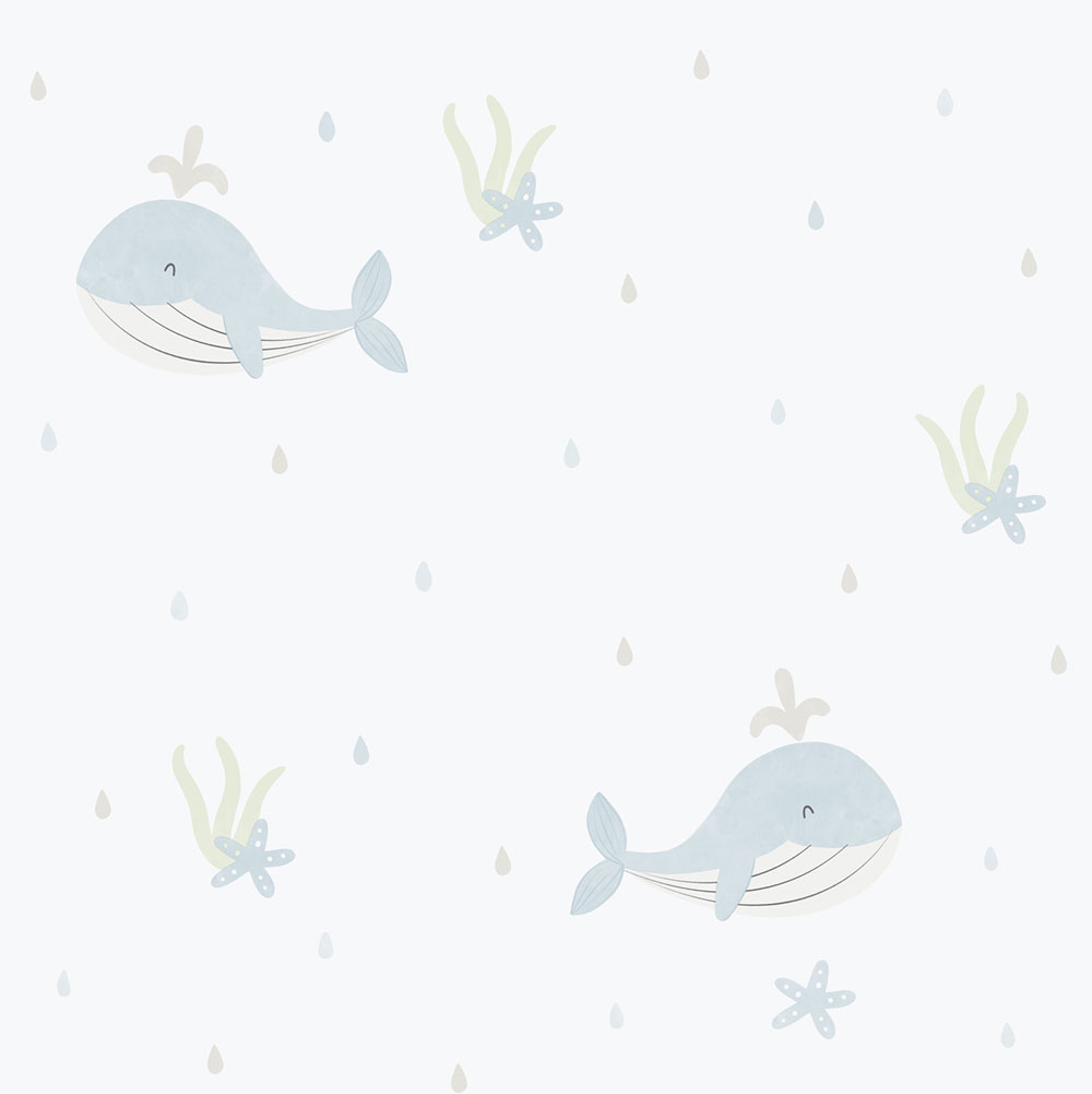 Gyerek vlies tapéta, kék, bálnák, 281-2, Enzo,  ICH Wallcoverings
