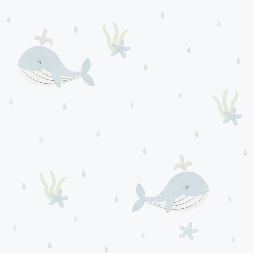 Gyerek vlies tapéta, kék, bálnák, 281-2, Enzo,  ICH Wallcoverings