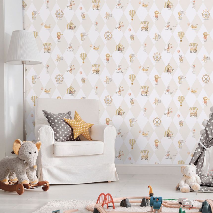 Gyerek vlies tapéta, szürke-bézs, állatok, 282-3, Enzo,  ICH Wallcoverings