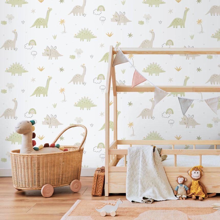 Gyerek vlies tapéta, zöld, dinoszauruszok, 283-3, Enzo,  ICH Wallcoverings