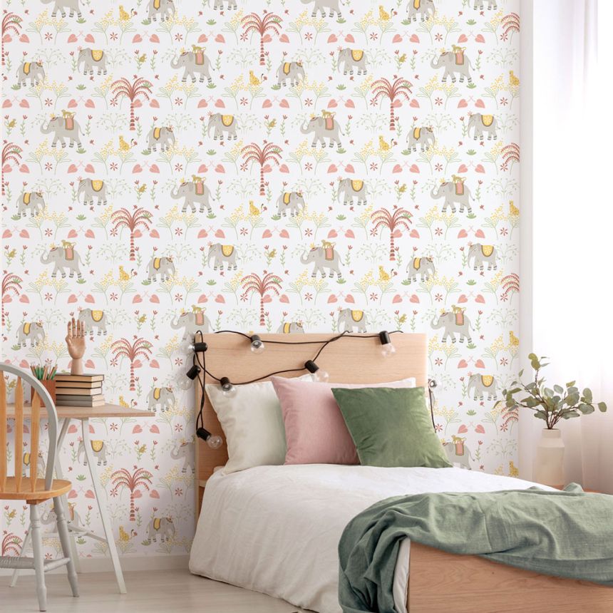 Gyerek vlies tapéta, szürke-rózsaszín, állatok, 285-4, Enzo,  ICH Wallcoverings