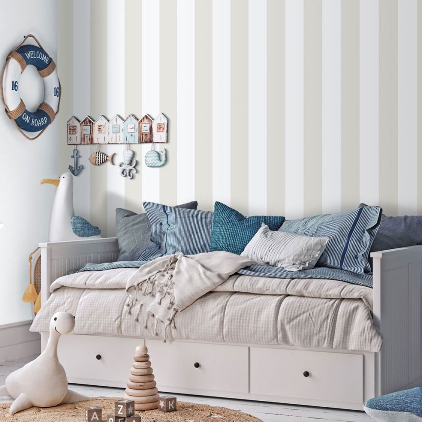 Vlies tapéta, szürke-fehér, csíkok, 293-4, Enzo,  ICH Wallcoverings