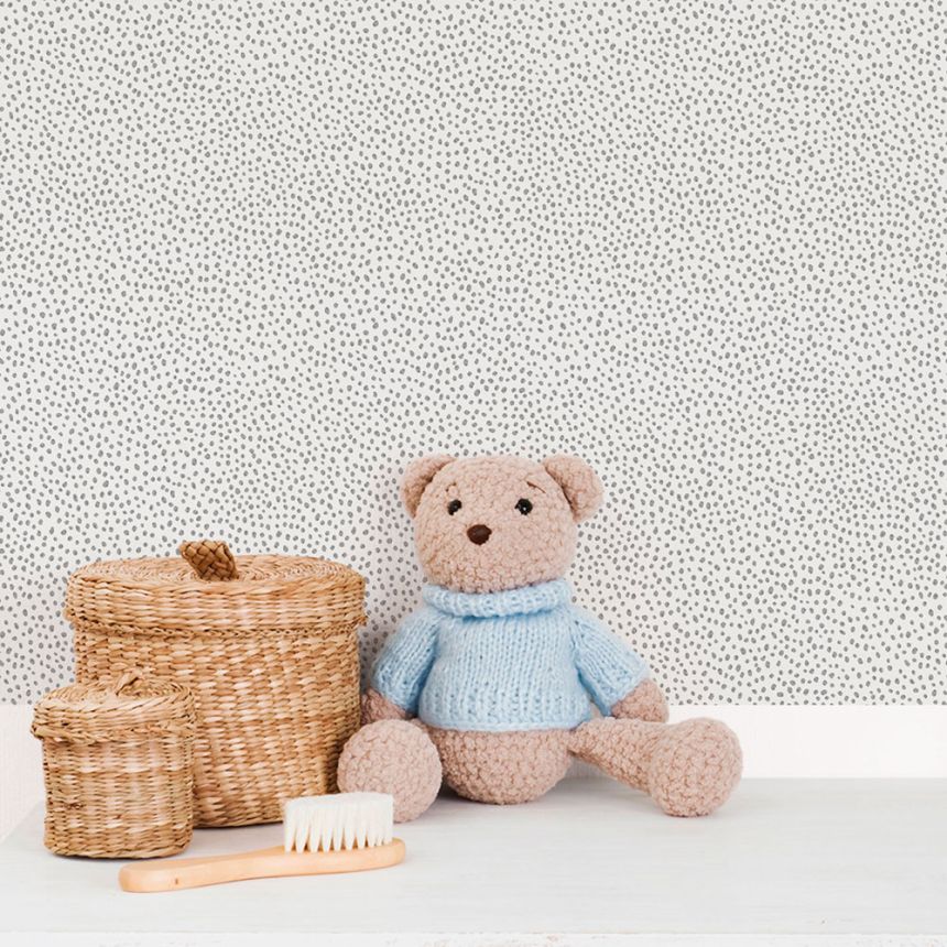 Vlies tapéta, fehér-szürke, cseppek, foltok, 294-5, Enzo,  ICH Wallcoverings