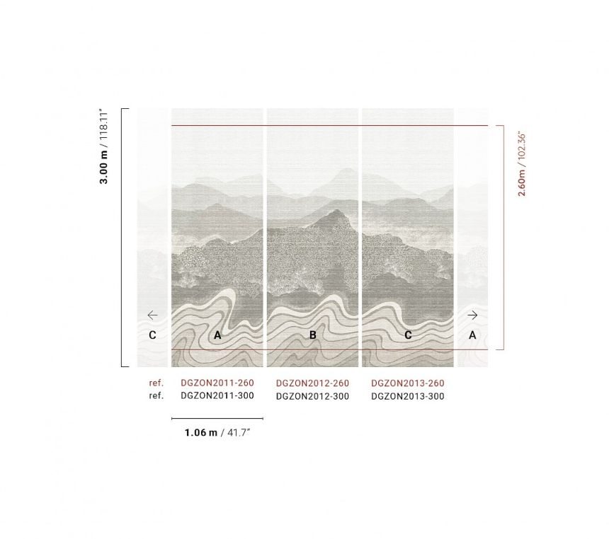 Posztertapéta, szürke, hegyi táj, DGZON2013-300, Amazone, Masureel