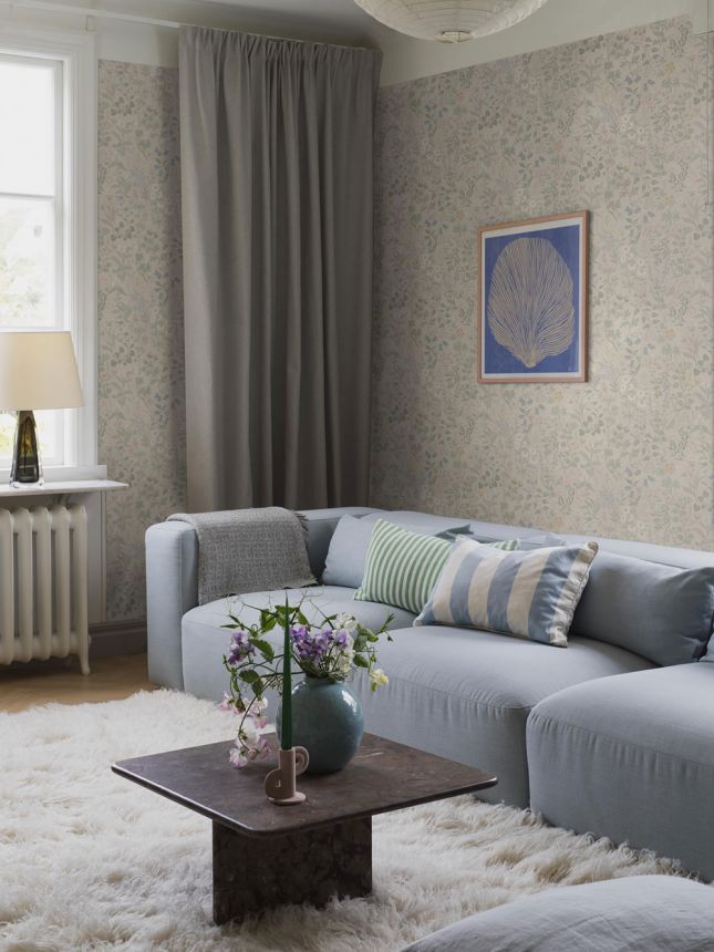 Bézs tapéta, mezei virágok, 4179, Alla Tiders Hus, Icons, Borastapeter