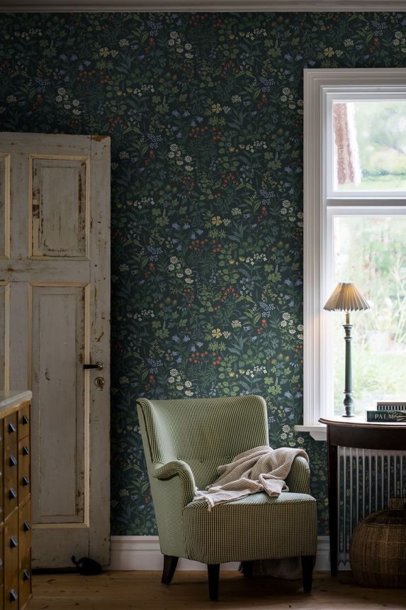 Kék tapéta, mezei virágok, 4181, Alla Tiders Hus, Icons, Borastapeter