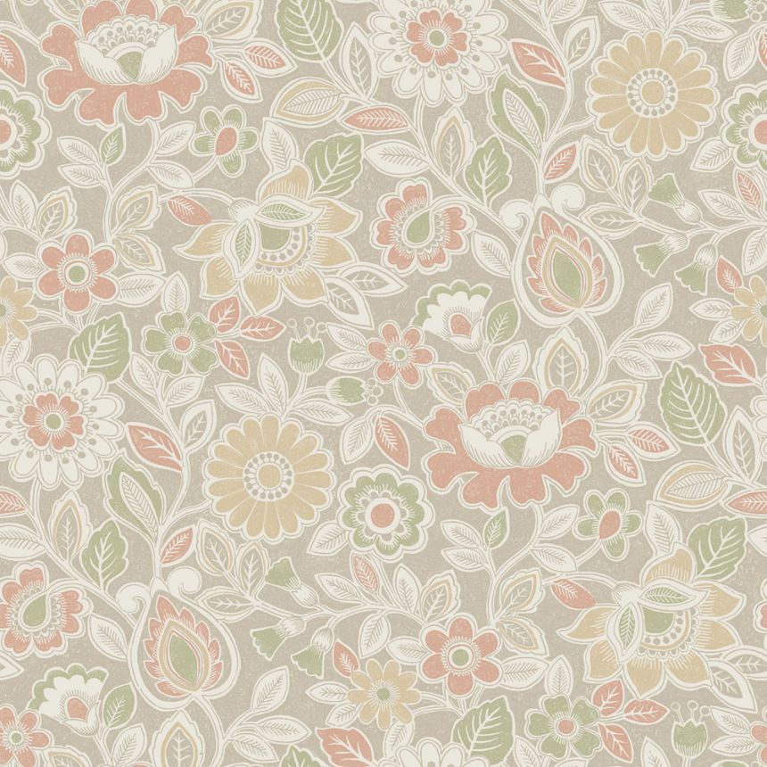 Tapéta, bézs, virágok, 38761, Borosan Hem, Boråstapeter